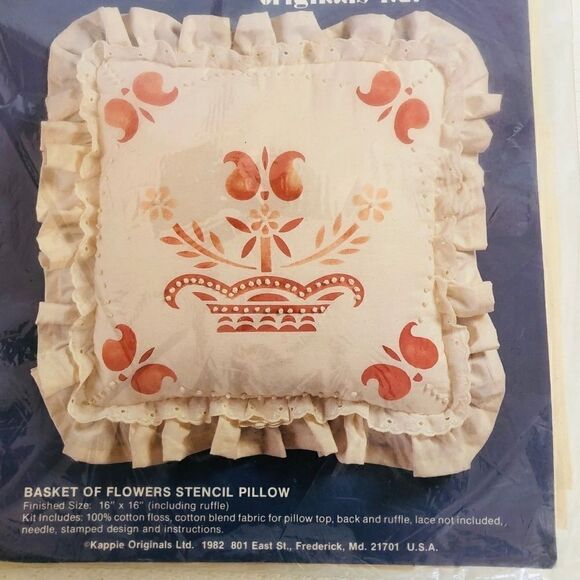 Kappie Originals Pillow Basket of Flowers Stencil - Picture 2 of 3